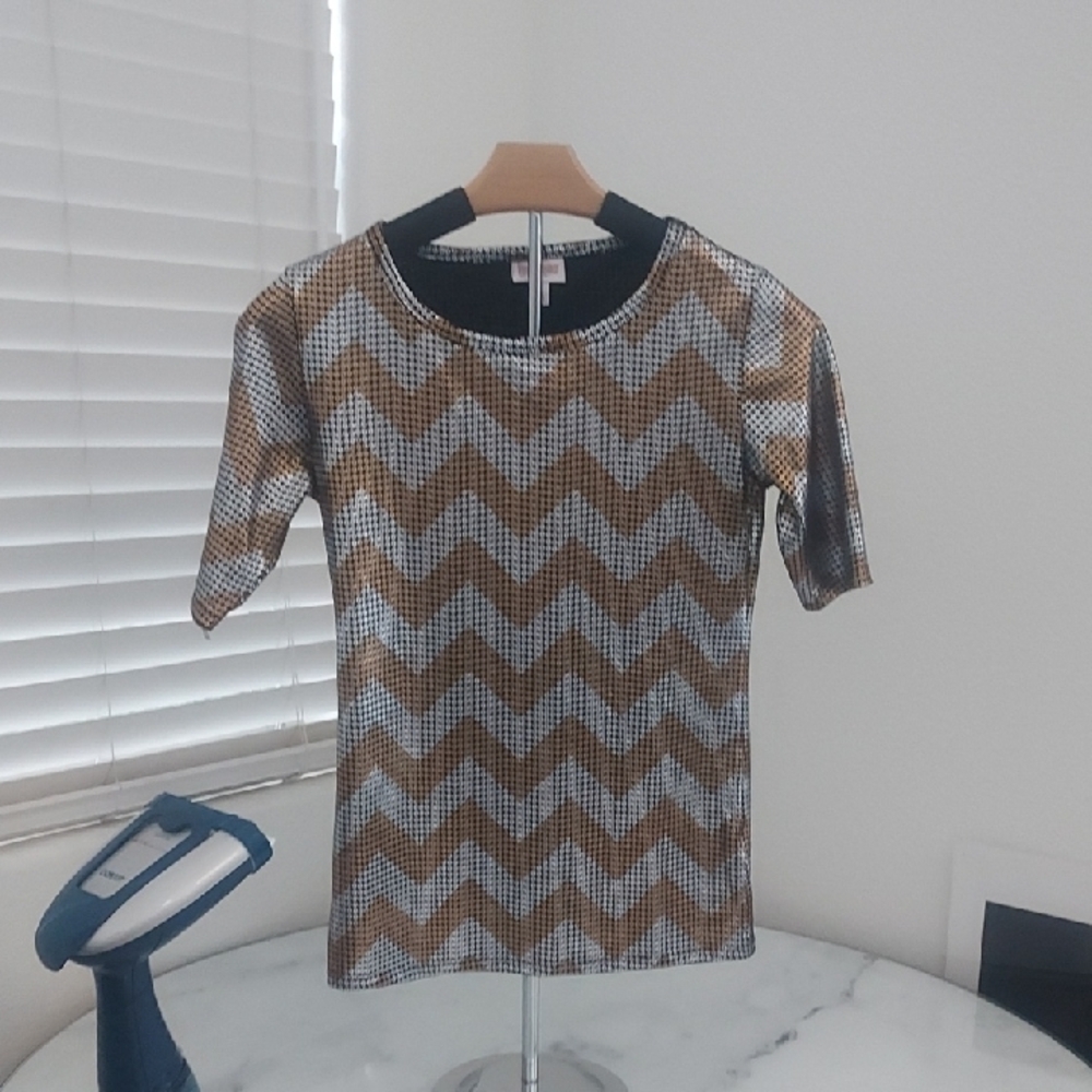LuLaRoe Black and Gold Sequin Top